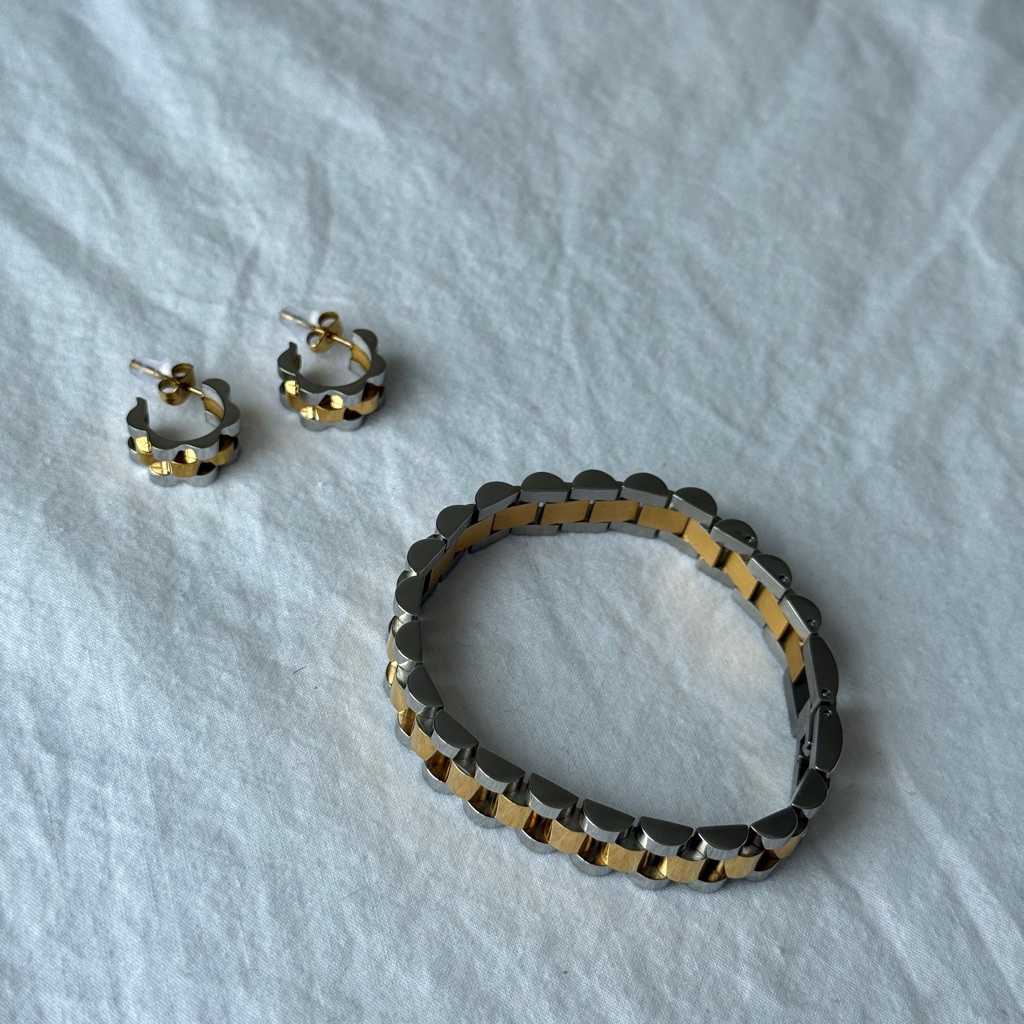 Rolex Gold And Silver Bracelet Set